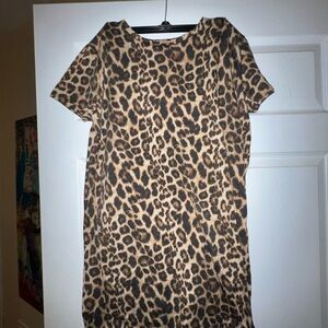 Leopard Print Short Sleeve Dress
